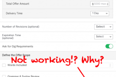 Why can't I click the submit button in Fiverr when creating an offer?
